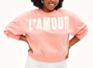 Clare V. Le Drop Amour Sweatshirt In Coral Sz 2XL